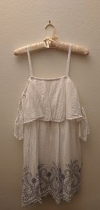 Off the shoulder white eyelet dress